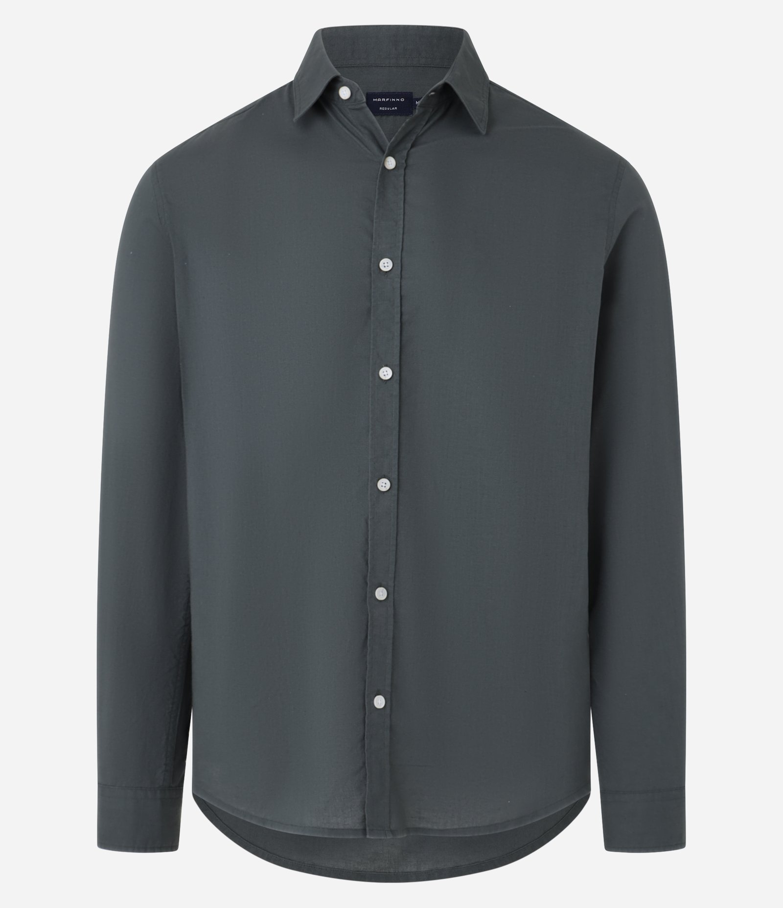 Camisa Comfort Básica em Linho e Algodão Verde Acinzentado 7