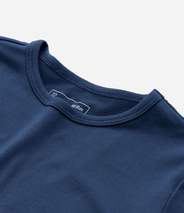 Camiseta Básica Infantil em Suedine com Etiqueta na Barra - Tam 1 a 5 anos Azul 3