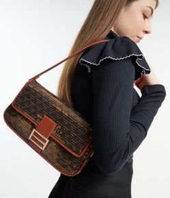 Bolsa Baguete Média Coberta por Paetês