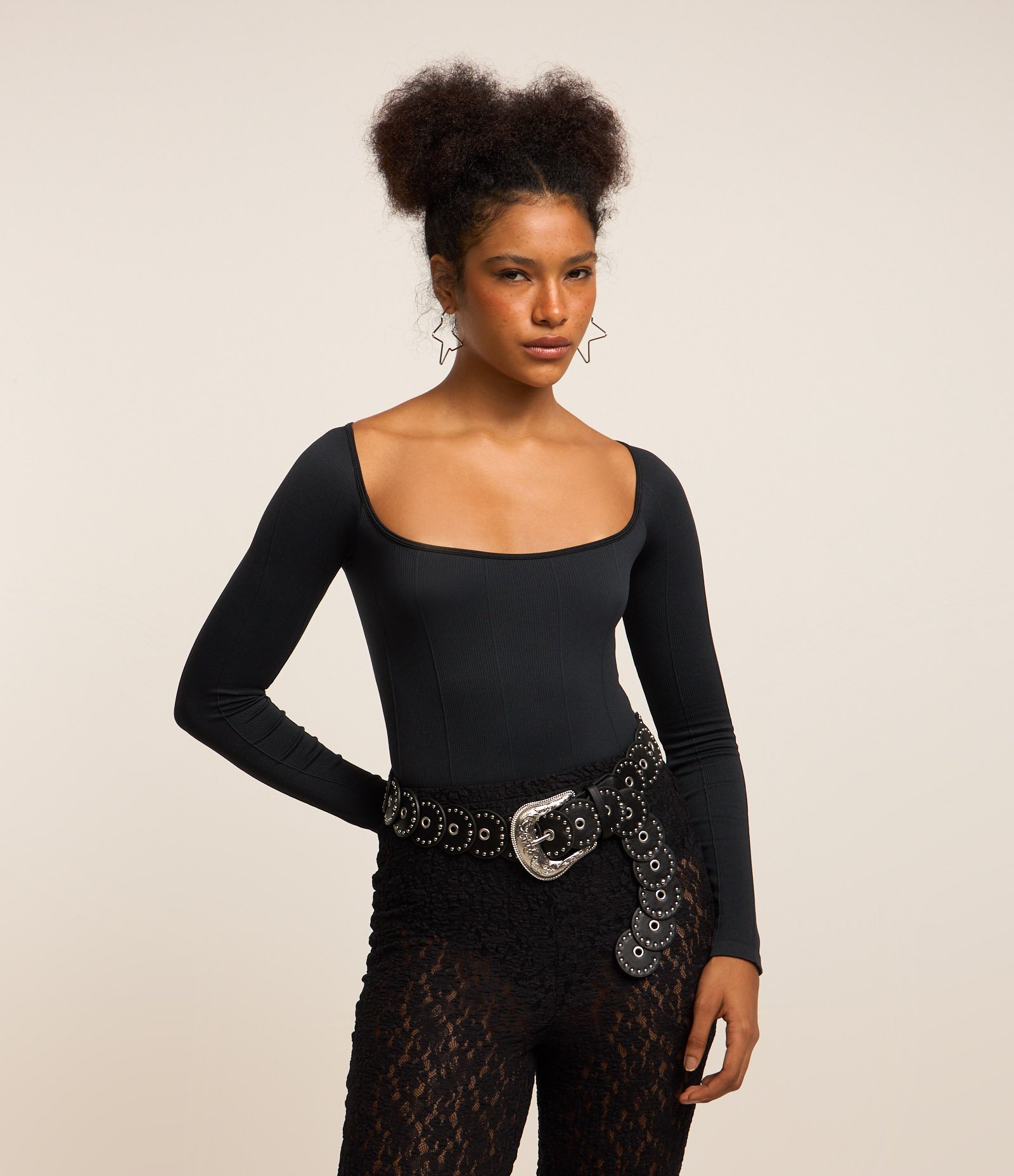 Body Seamless com Recorte e Manga Longa 1