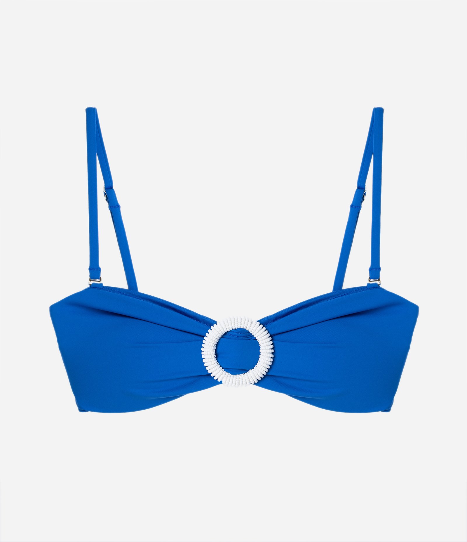 Biquíni Bandeau de Alça Removível em Microfibra com Argola Azul 6
