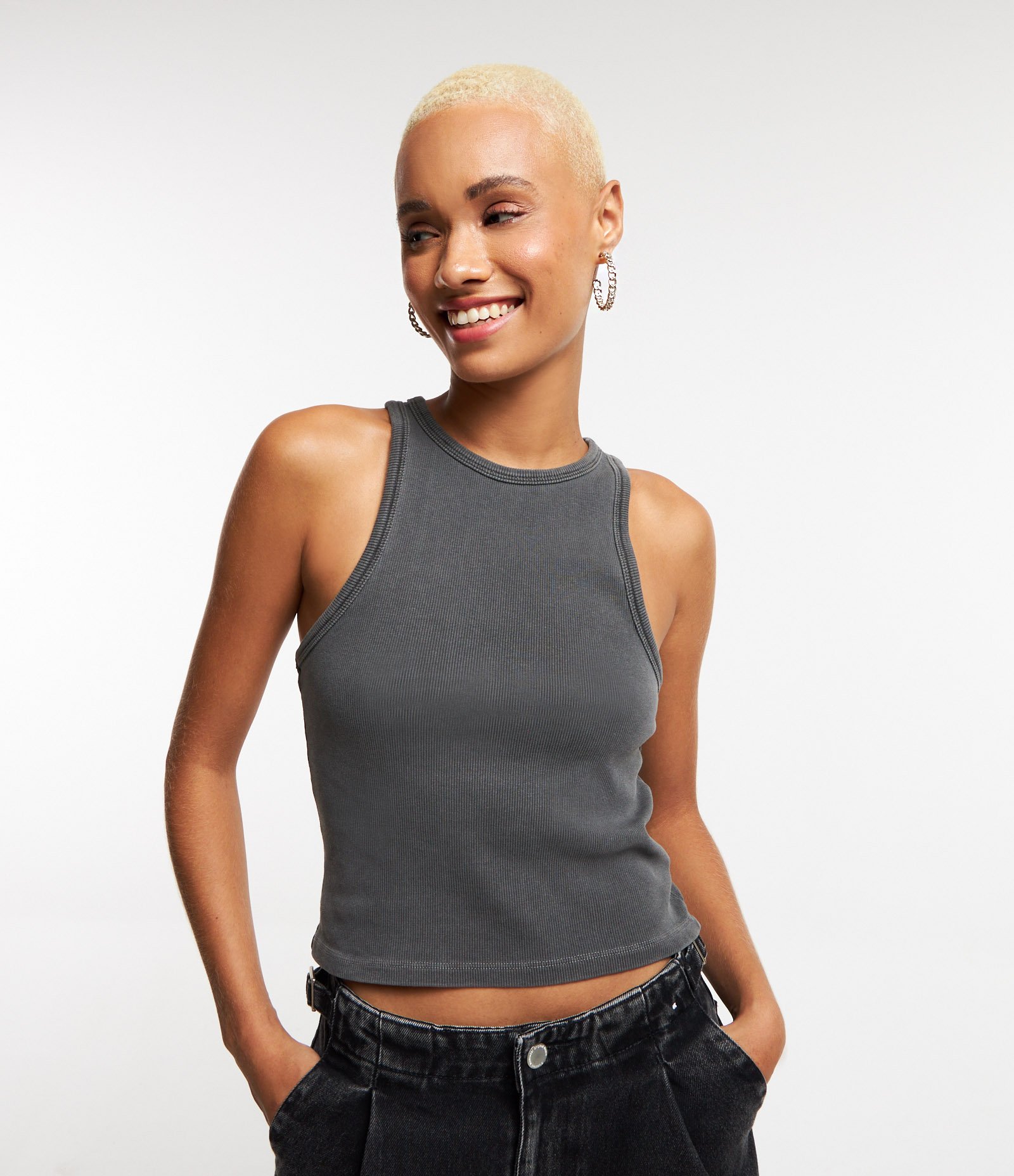 Regata em Ribana com Efeito Lavado Cinza 1