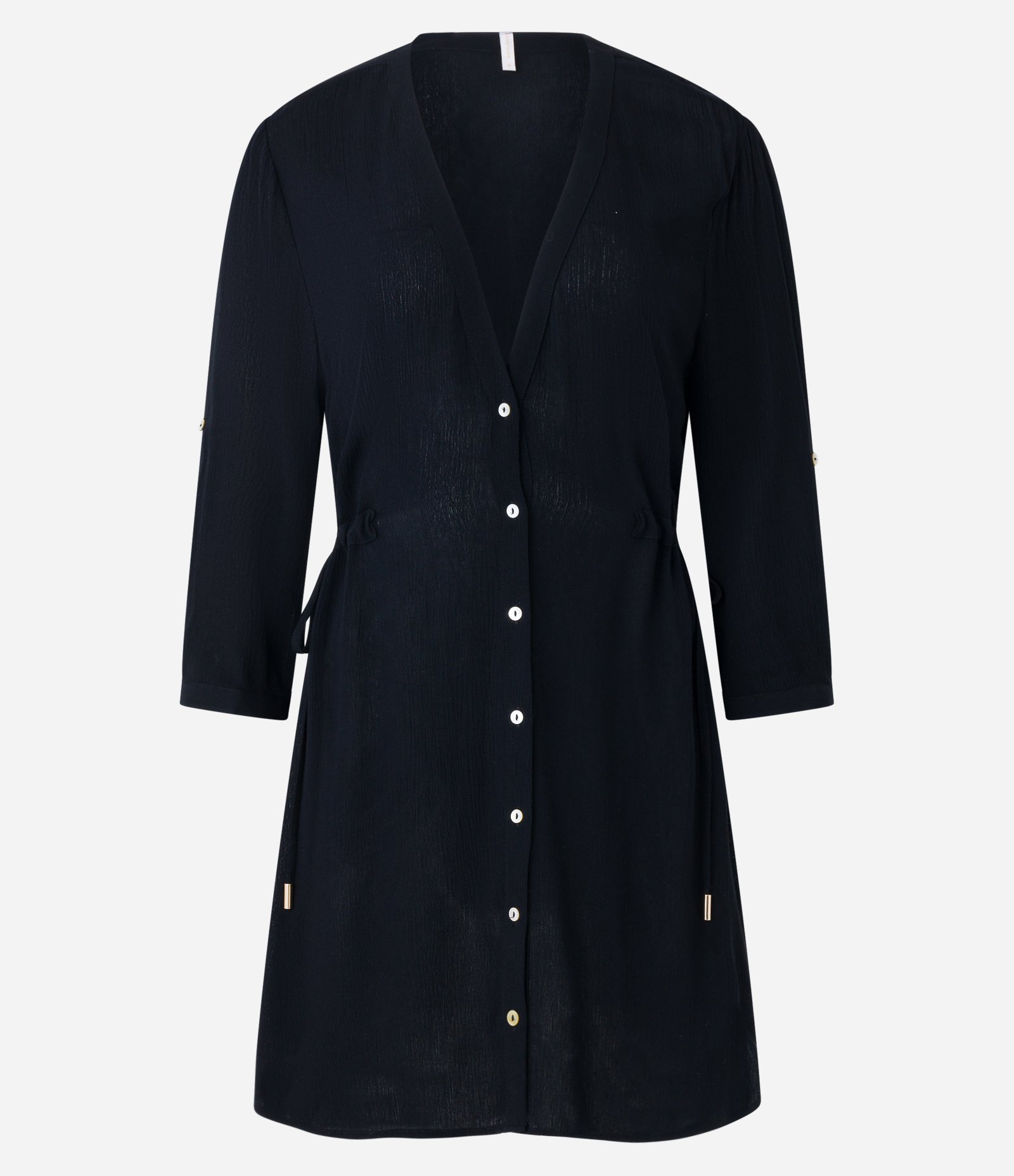 Saída de Praia Bata Maquinetada com Botões e Regulador Lateral Preto 5