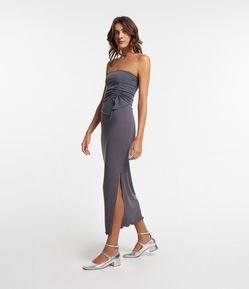 Saia Midi em Ribana com Fenda e Barra Picot