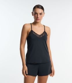 Pijama Short Doll com Detalhes em Renda