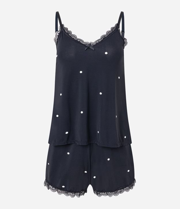Pijama Short Doll em Microfibra com Detalhes em Renda