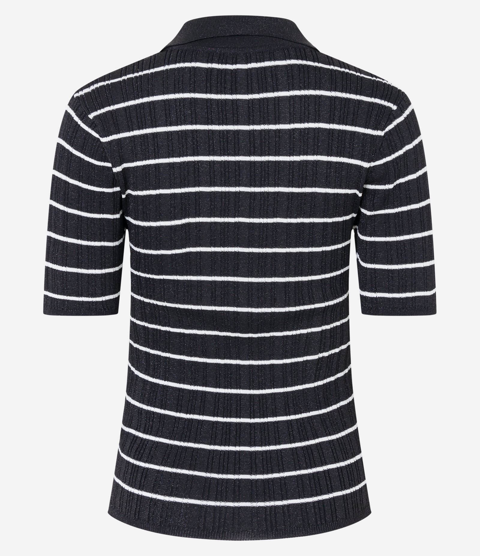 Blusa em Tricô com Estampa Listras e Detalhe em Fio Metalizado Preto/ Branco 7
