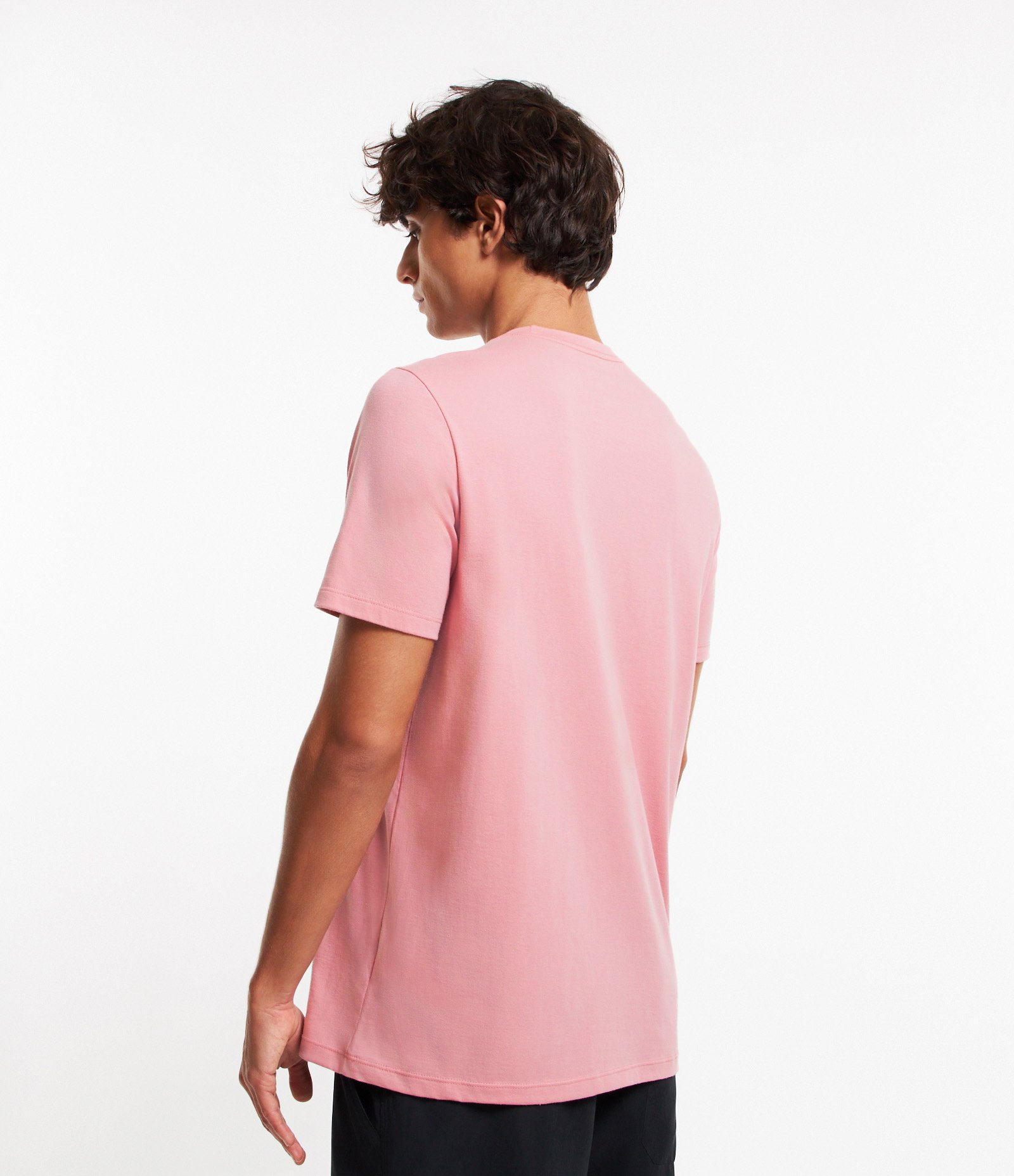 Camiseta Regular em Algodão com Estampa frontal Minimalista de Coqueiros Rosa 4