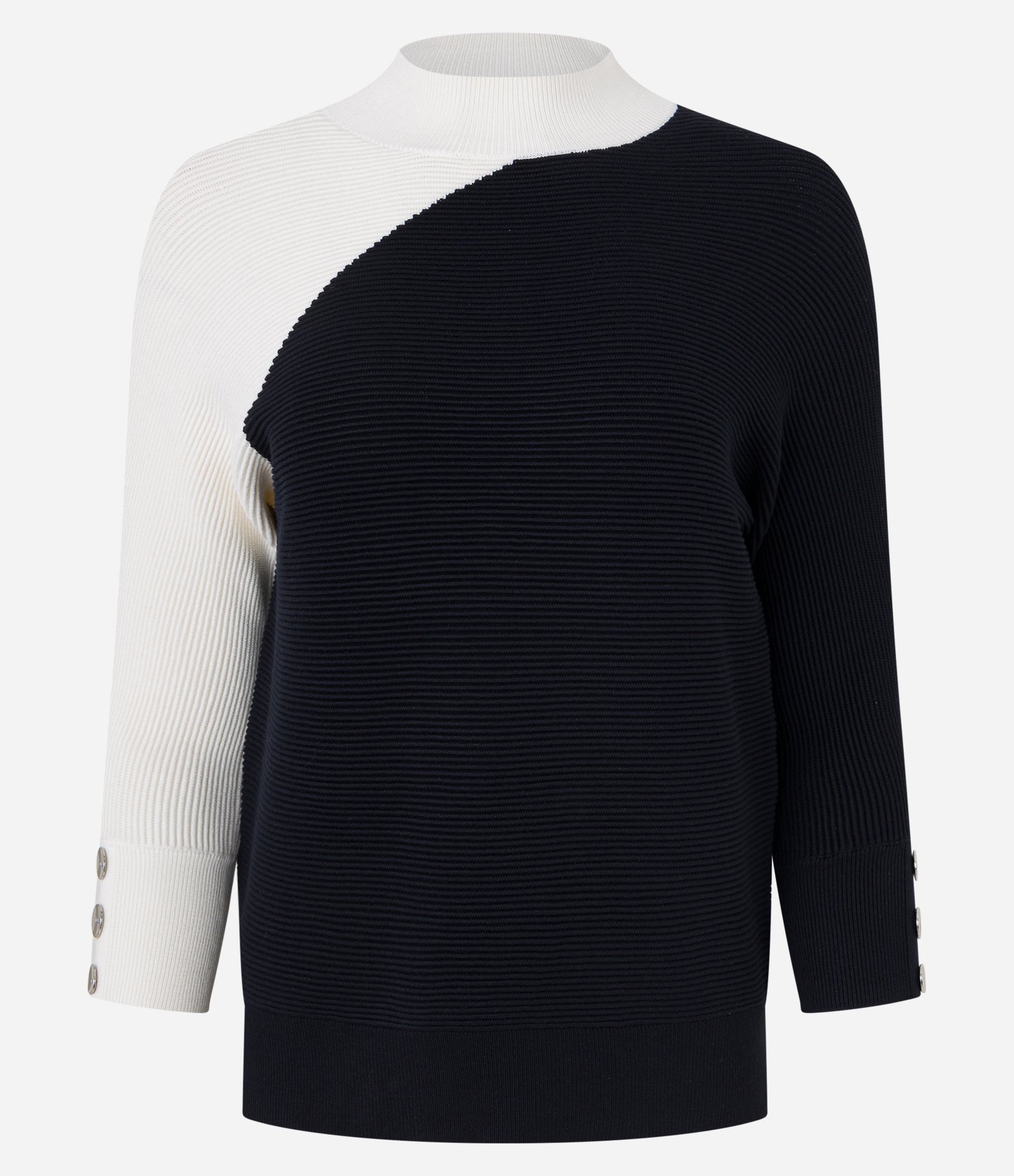 Suéter em Viscose com Botões no Punho Preto/ Branco 5