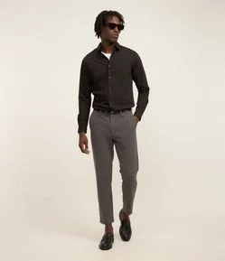 Calça Básica Slim Cropped Alfaiatada com Elastano