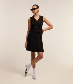 Saia Evasê em Viscose com Detalhe Drapeado