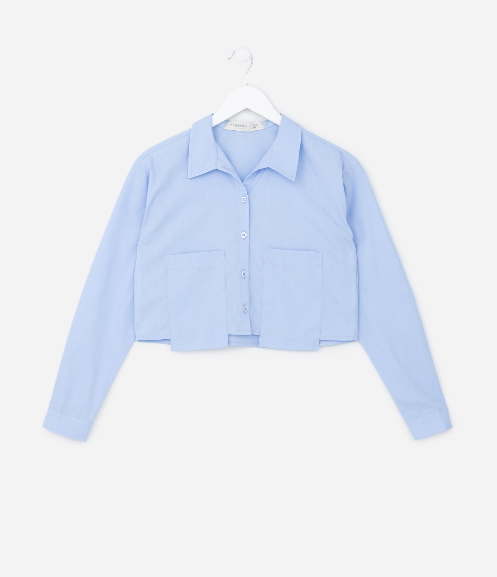 Camisa Cropped Infantil em Tricoline com Bolso - Tam 5 A 14 Anos Azul 1