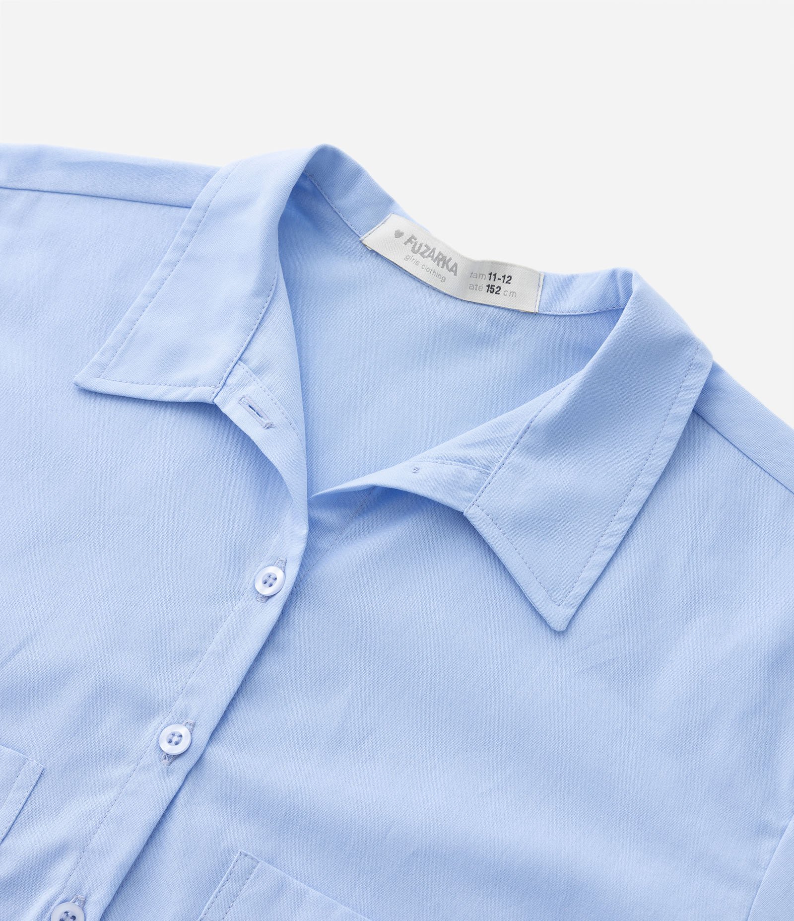 Camisa Cropped Infantil em Tricoline com Bolso - Tam 5 A 14 Anos Azul 4