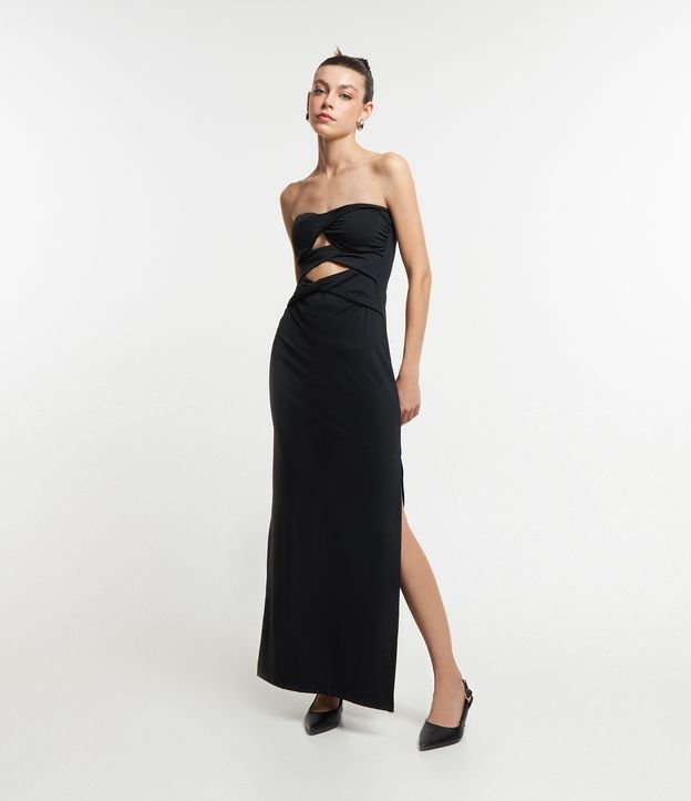 Vestido Midi Tomara que Caia em com Detalhes Torcidos no Busto