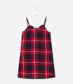 Vestido Infantil com Estampa Xadrez - Tam 5 A 14 Anos