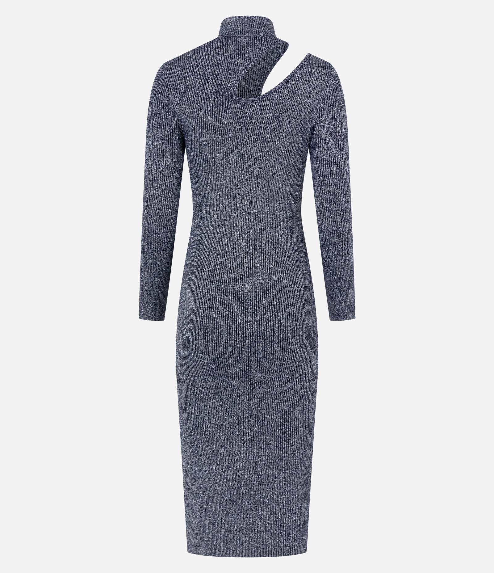 Vestido Midi em Viscose com Recorte Vazado e Detalhe em Fio Metalizado Cinza 8