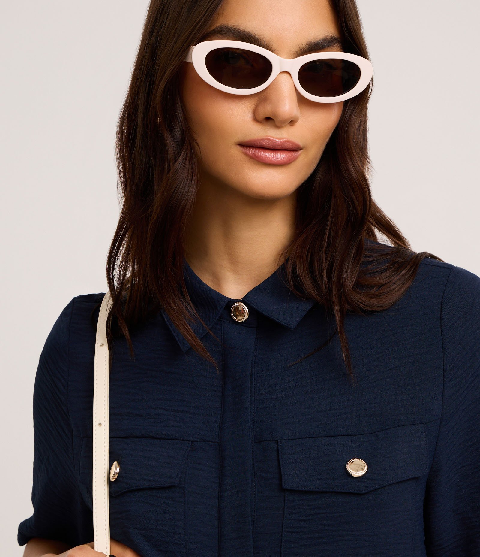 Camisa Airflow com Botões Metalizados e Bolsos Frontais Azul Marinho 3