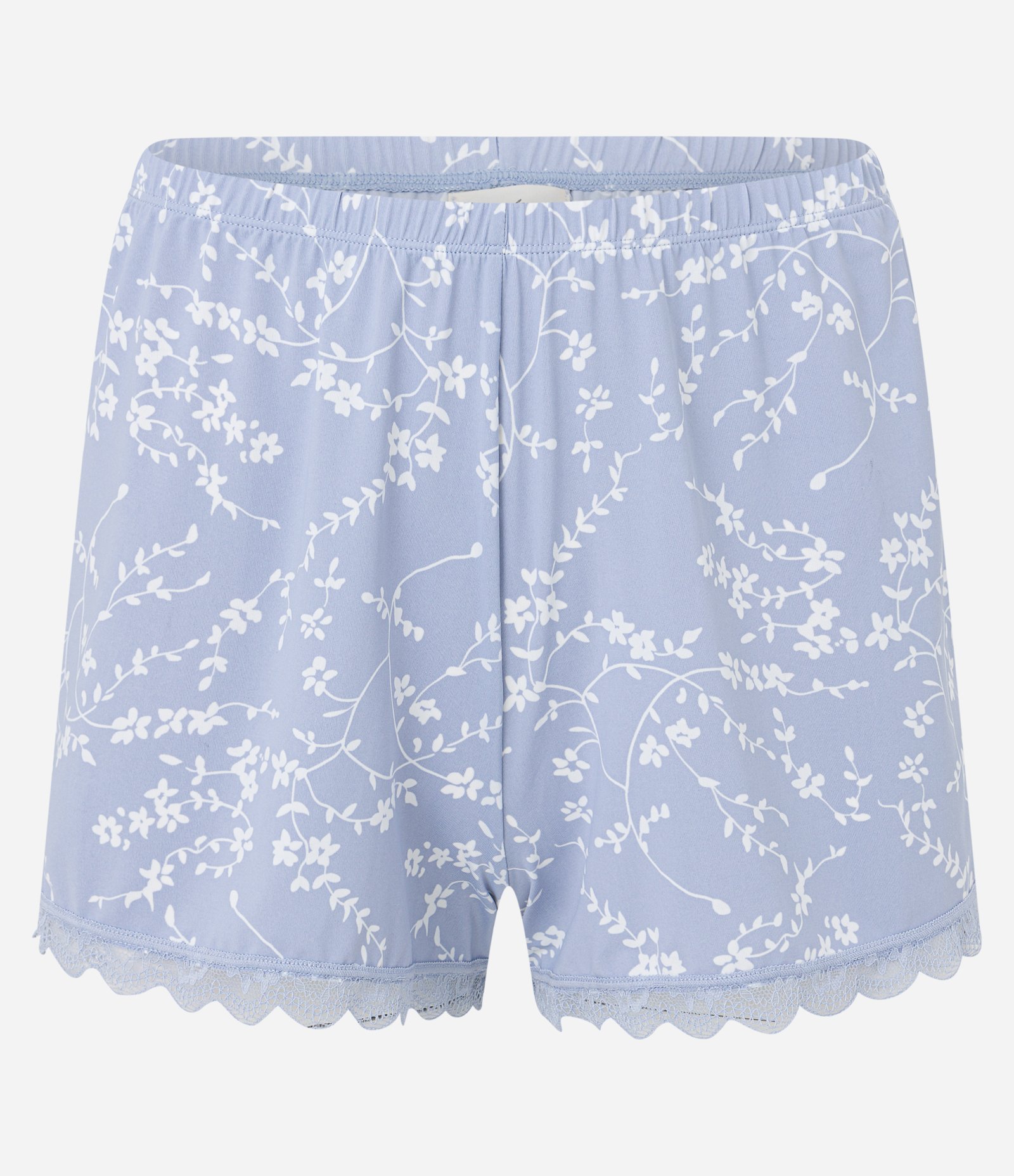 Pijama Short Doll Alcinha em Poliamida com Detalhes Rendados e Estampa Floral Azul 7