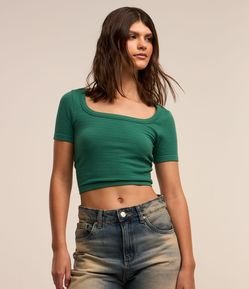 Blusa Cropped Seamless com Textura Waffle