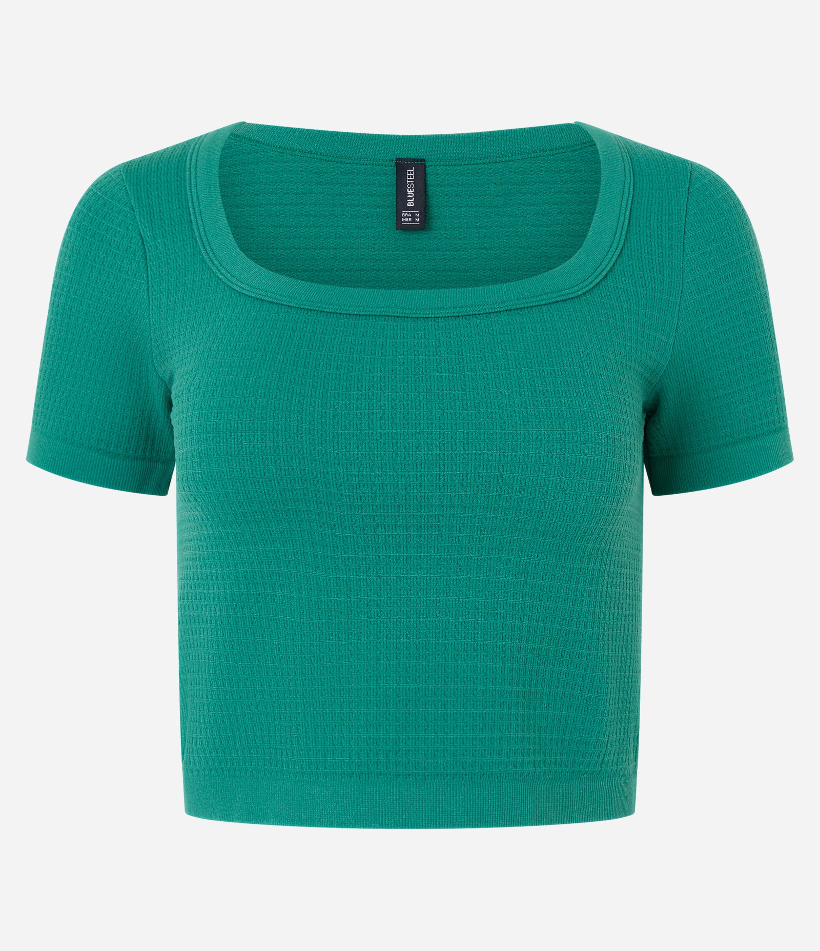 Blusa Cropped Seamless com Textura Waffle Verde 4