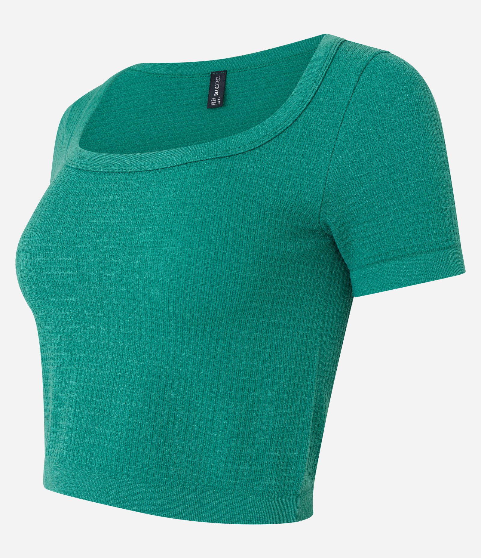 Blusa Cropped Seamless com Textura Waffle Verde 5