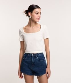 Blusa Cropped Seamless com Textura Waffle