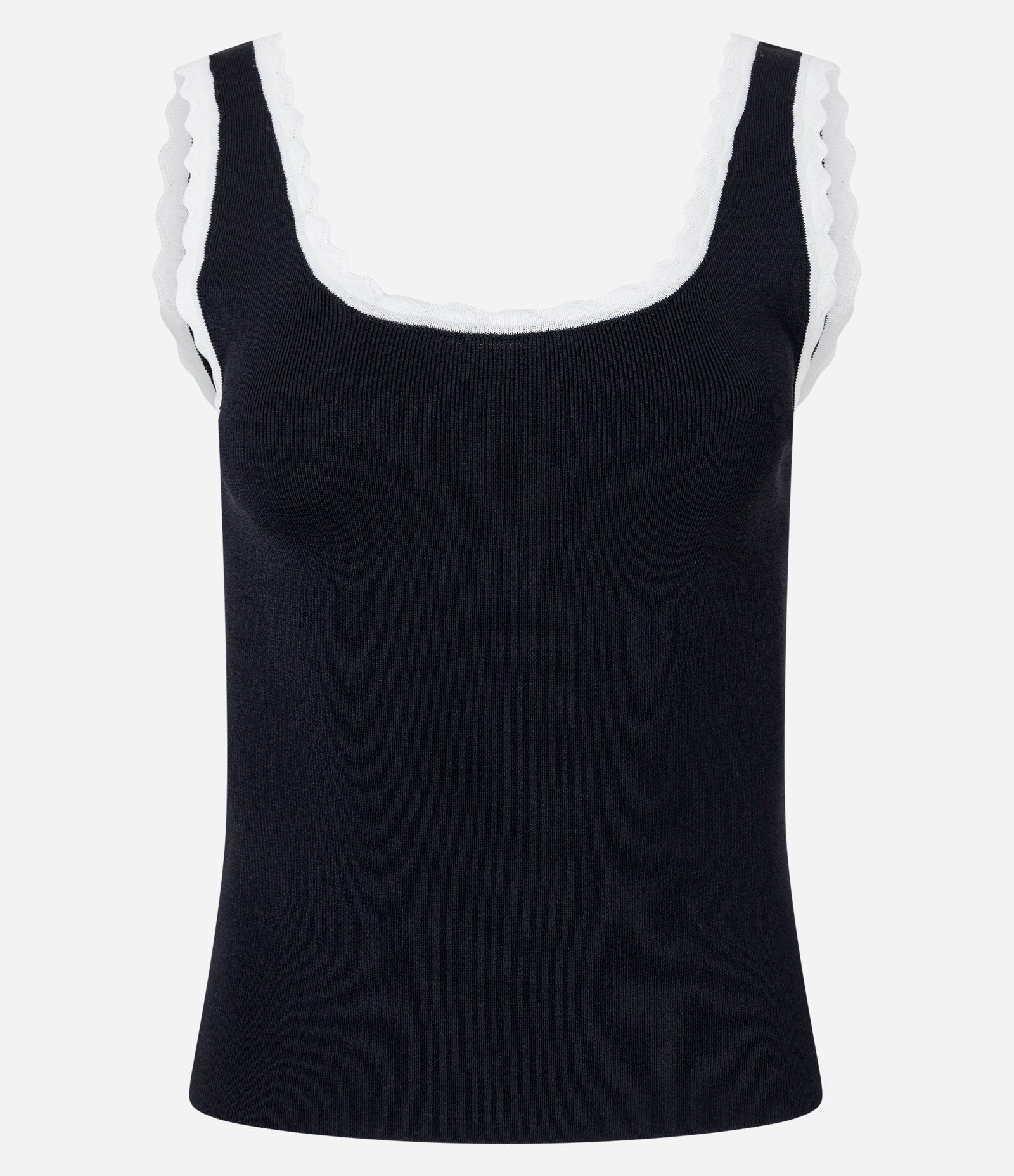 Blusa Regata em Viscose com Detalhe de Ondinhas Preto 6