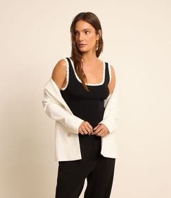 Blusa Regata em Viscose com Detalhe de Ondinhas