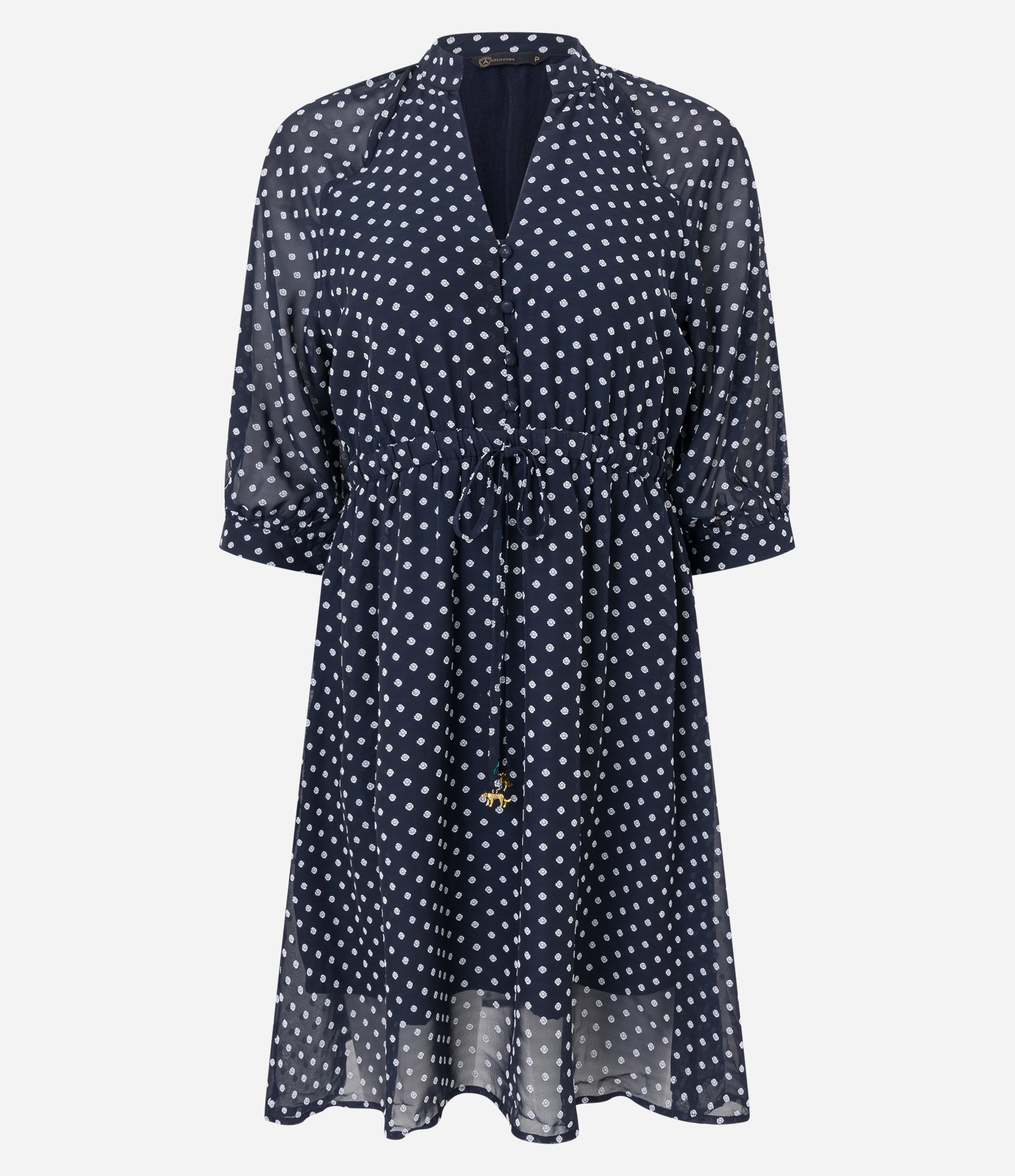 Vestido Curto em Chiffon com Amarração e Estampa Poá Texturizado Preto 6