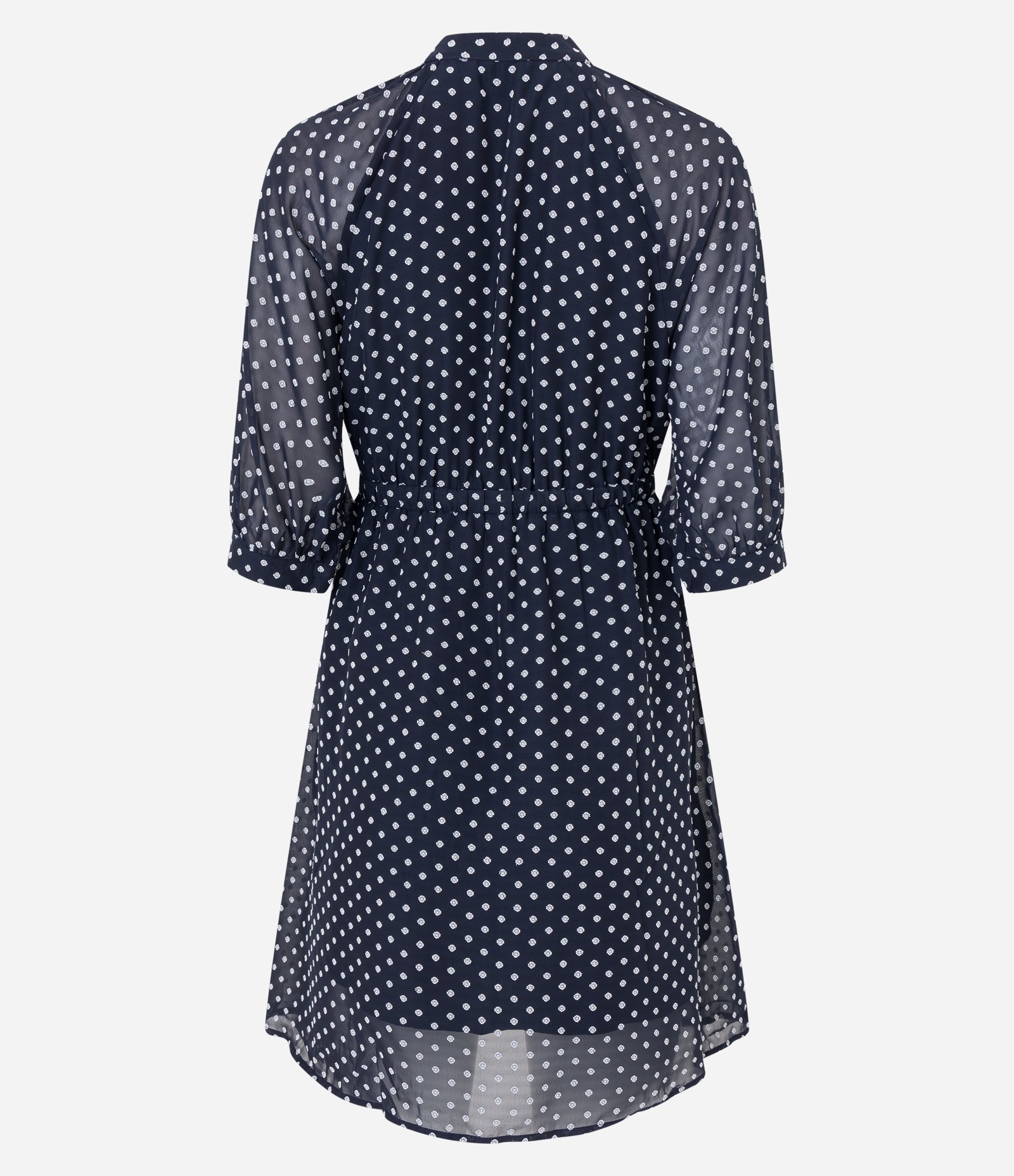 Vestido Curto em Chiffon com Amarração e Estampa Poá Texturizado Preto 7