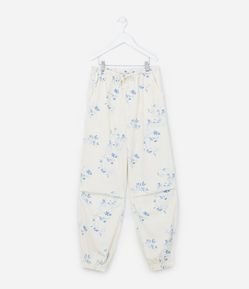 Calça Parachute Infantil em Viscolinho com Estampa Floral - Tam 5 a 14 Anos