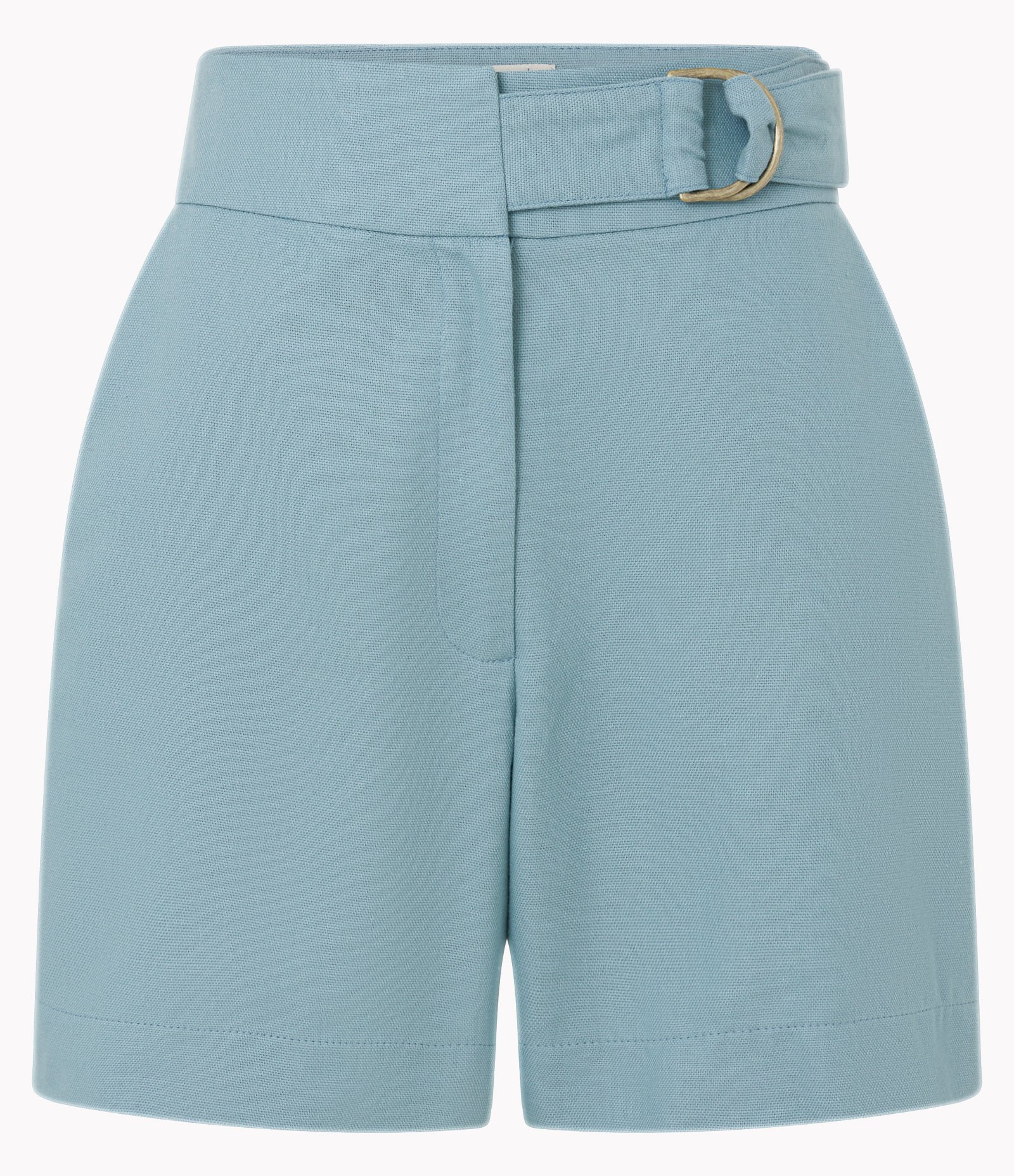 Short em Tricoline com Cós Alfaiatado e Fivela para Fechamento Azul 6