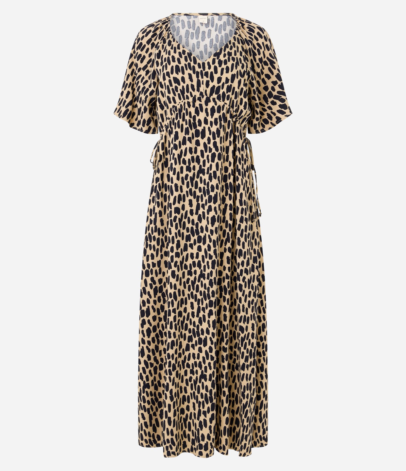 Vestido Midi em Viscose com Amarração Lateral e Estampa Animal Print Onça Bege 6