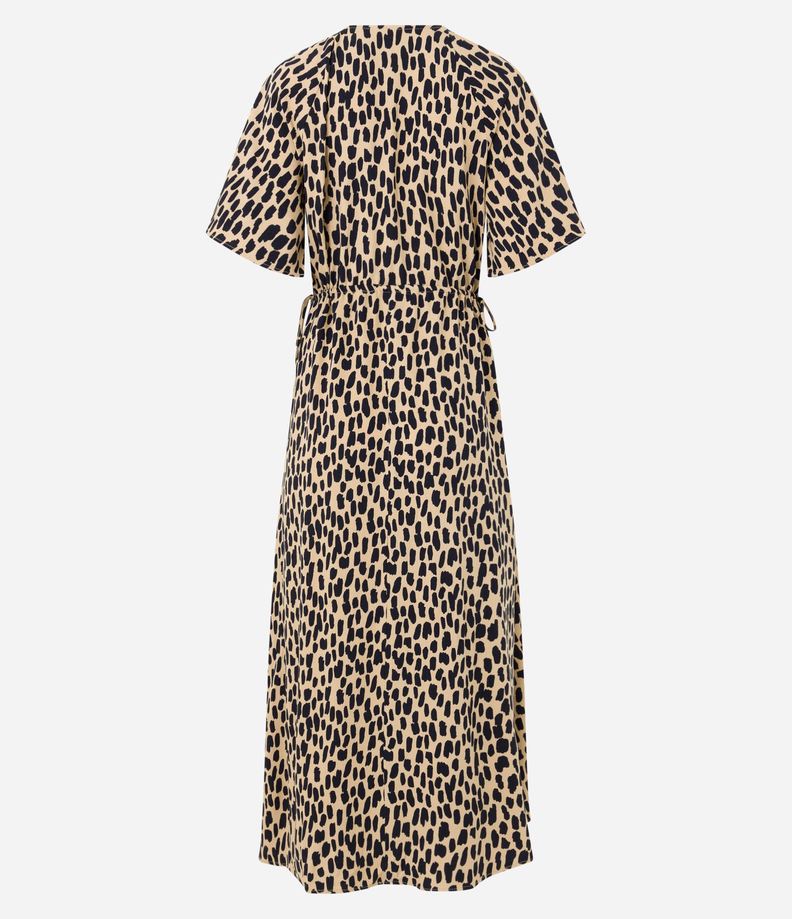 Vestido Midi em Viscose com Amarração Lateral e Estampa Animal Print Onça Bege 7