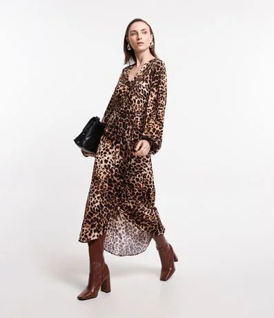 Oncinha Vestido Midi Print Vestido Midi Em Viscose Com Transpasse