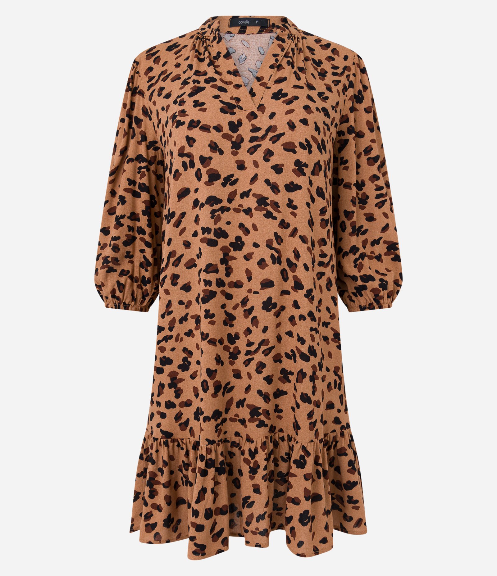 Vestido em Viscose com Manga Bufante e Estampa Animal Print Marrom 6