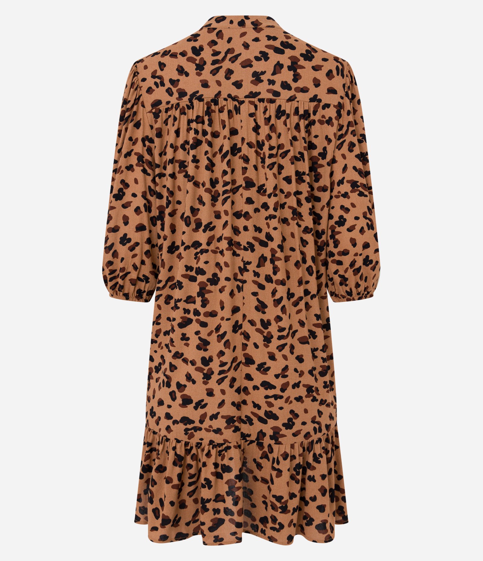 Vestido em Viscose com Manga Bufante e Estampa Animal Print Marrom 7