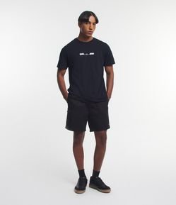 Bermuda em Sarja com Cós Elástico e Bolsinho Lateral