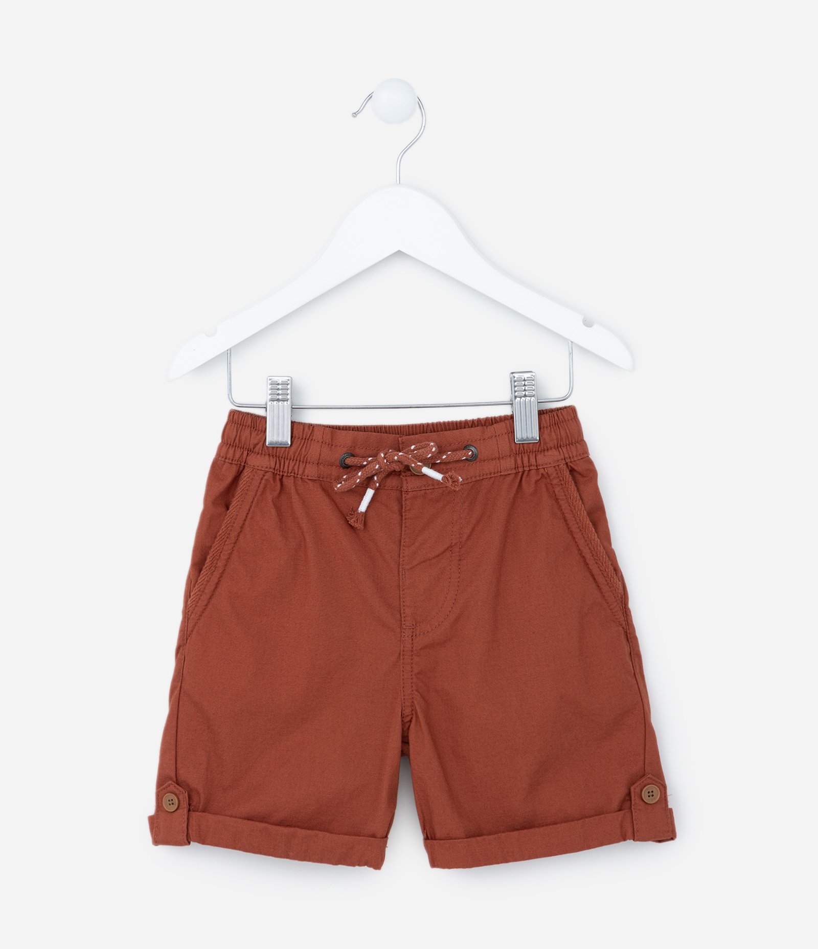 Bermuda Infantil em Sarja com Amarração - Tam 1 a 5 anos Marrom 1