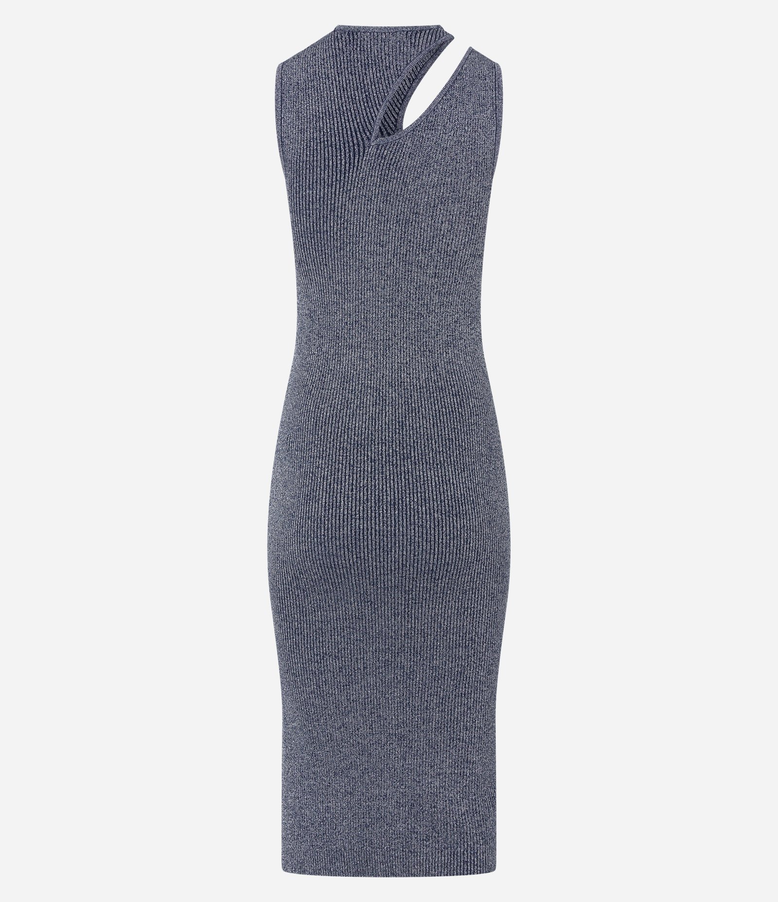 Vestido Midi em Viscose com Recorte Vazado e Fio Metalizado Cinza 9