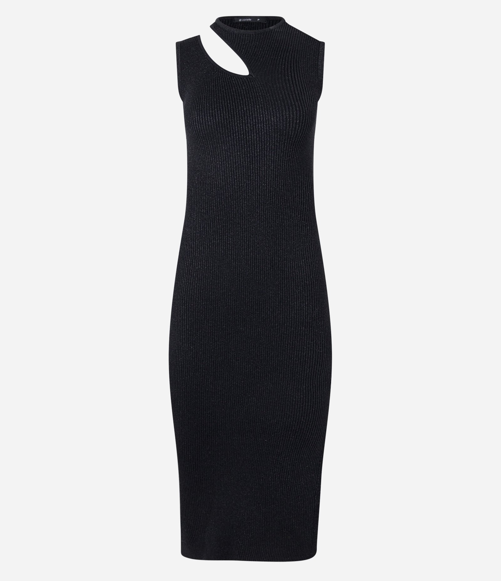 Vestido Midi em Viscose com Recorte Vazado e Fio Metalizado Preto 8