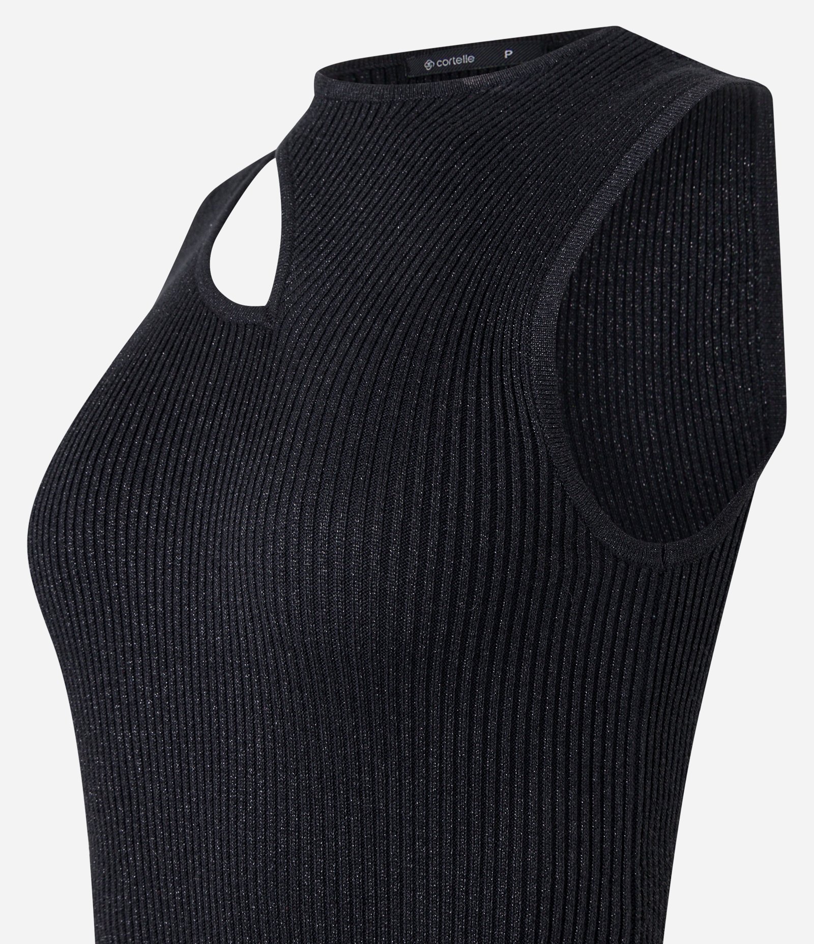 Vestido Midi em Viscose com Recorte Vazado e Fio Metalizado Preto 9