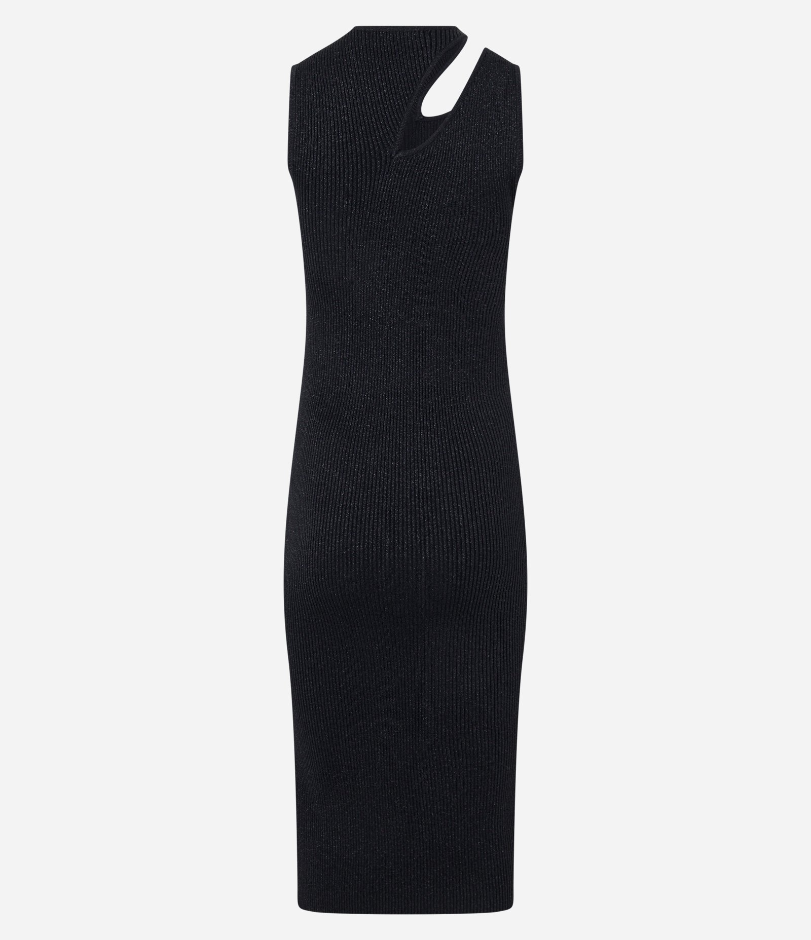 Vestido Midi em Viscose com Recorte Vazado e Fio Metalizado Preto 10