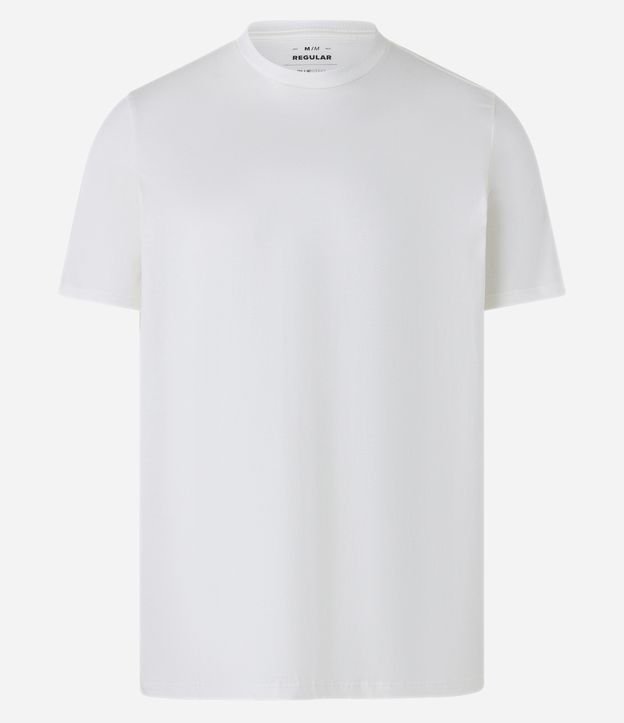Camiseta Regular em Meia Malha com Manga Curta Branco 1