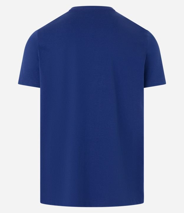 Camiseta Regular em Meia Malha com Manga Curta Azul Escuro 7