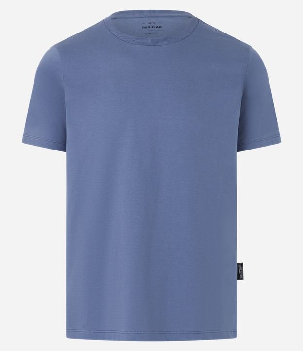 Camiseta Regular em Meia Malha com Manga Curta Azul Médio 6