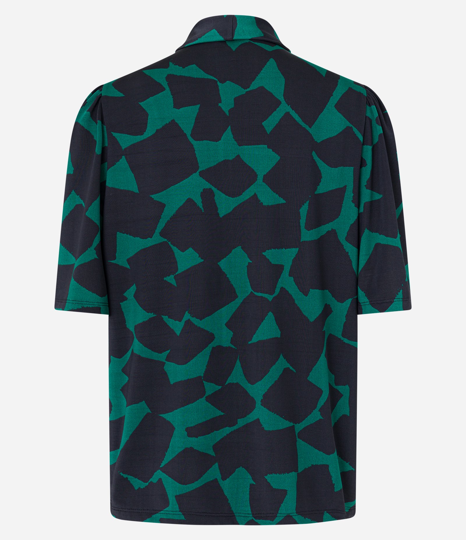 Blusa em Microfibra com Laço na Gola e Estampa Geométrica Verde/ Preto 7