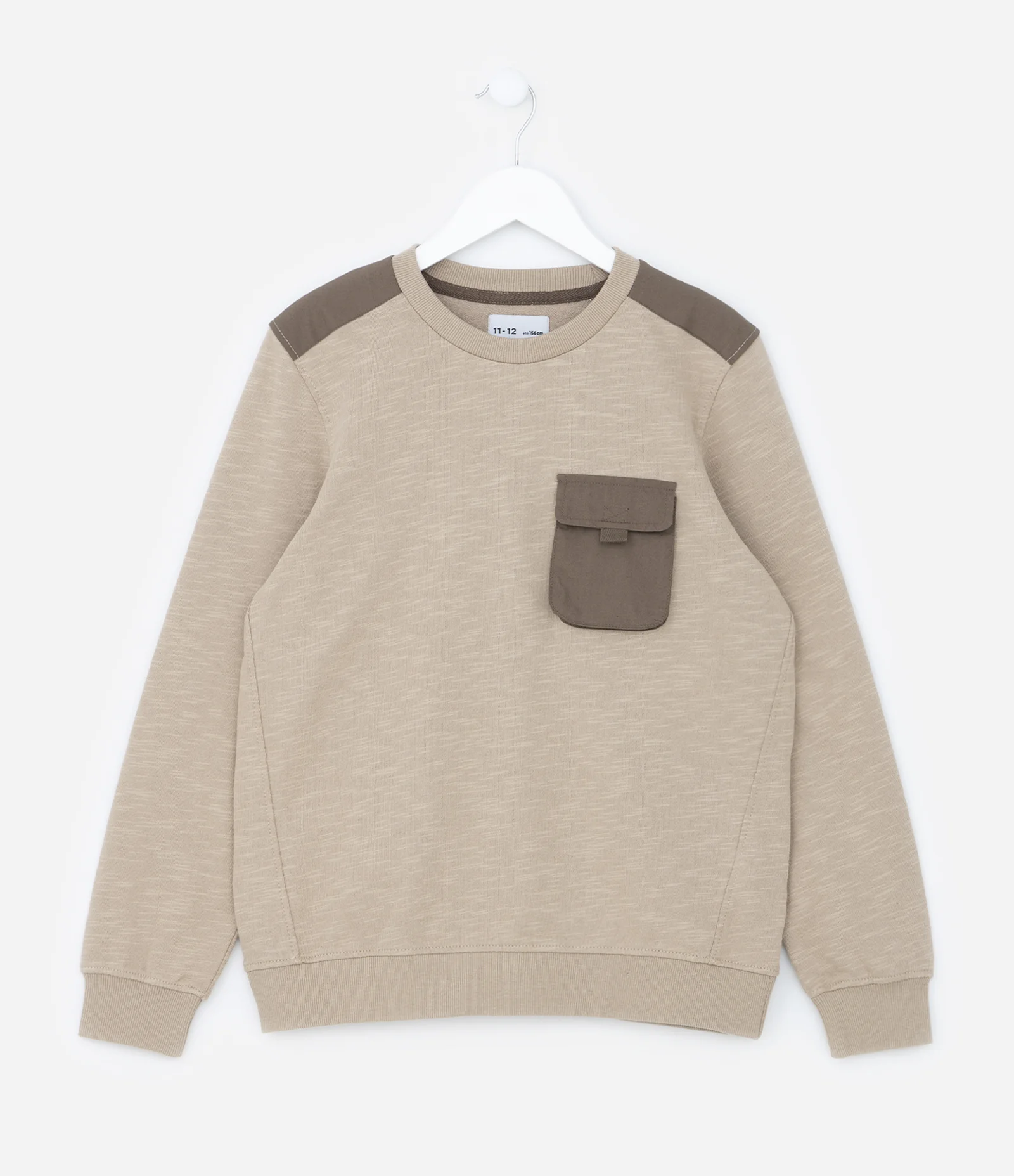 Blusão com Bolsinho e Recortes no Ombro - Tam 5 a 14 anos Bege 1