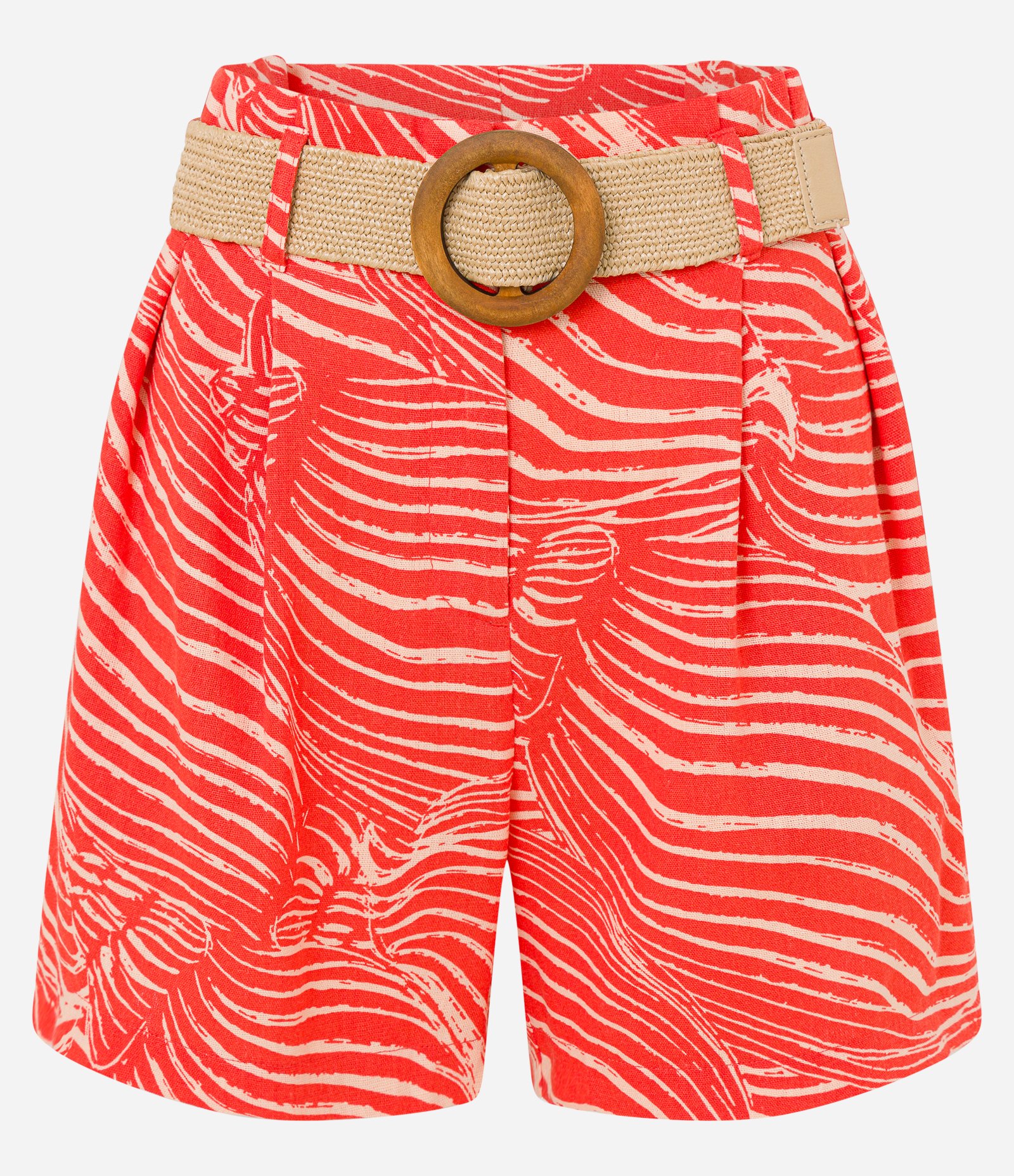 Short Clochard  com Cinto de Palha e Fivela de Madeira Laranja 5