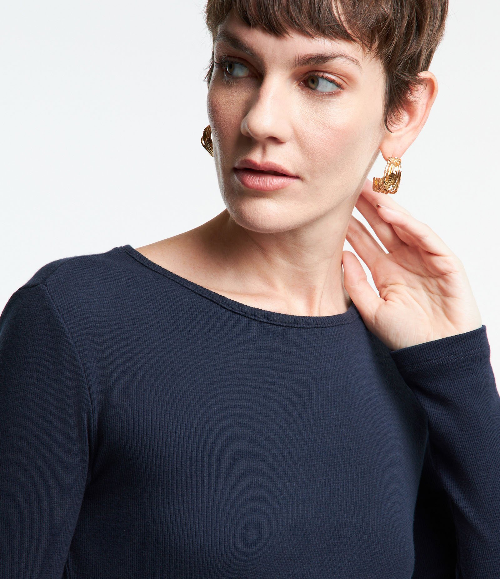 Vestido Midi em Malha Ribana com Detalhe para Franzir Azul 5